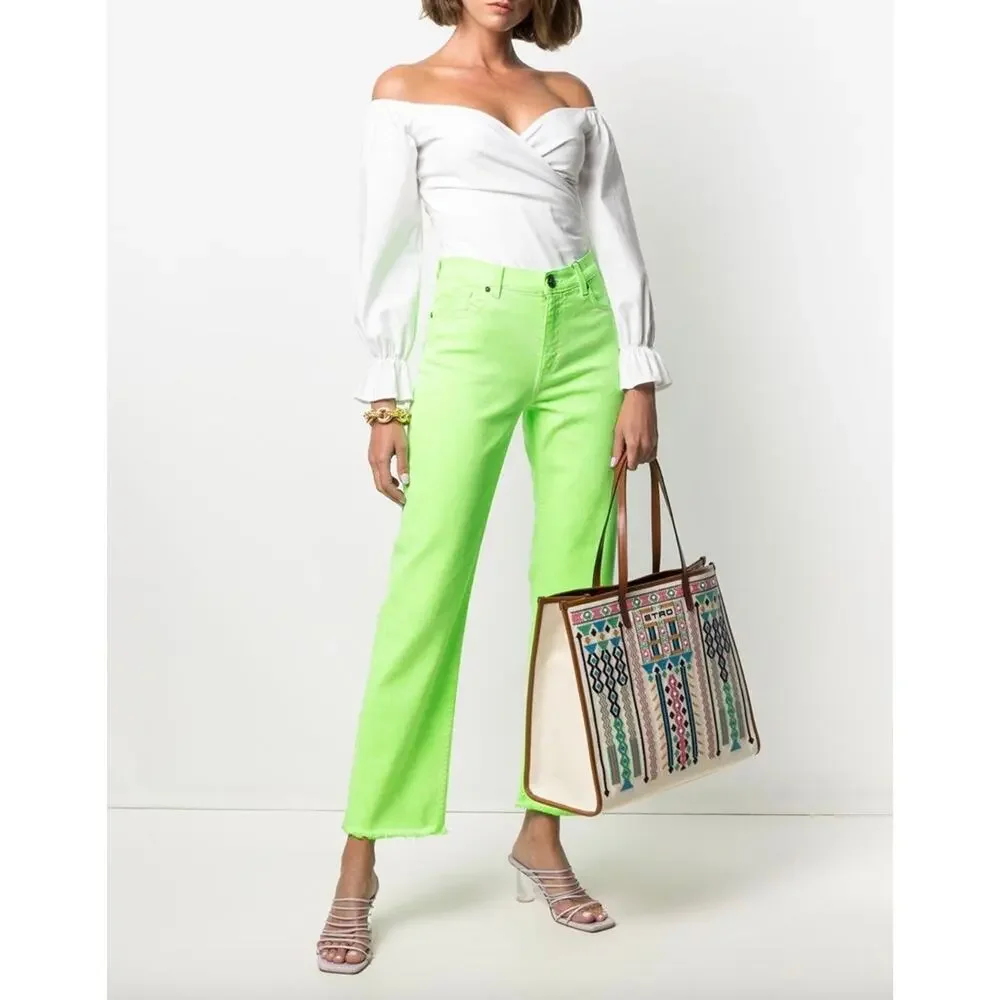 ETRO Embroidered Canvas Shopper Tote Bag Neutrals‎